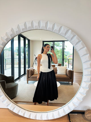 Hailey Bubble Satin Skirt (Black)