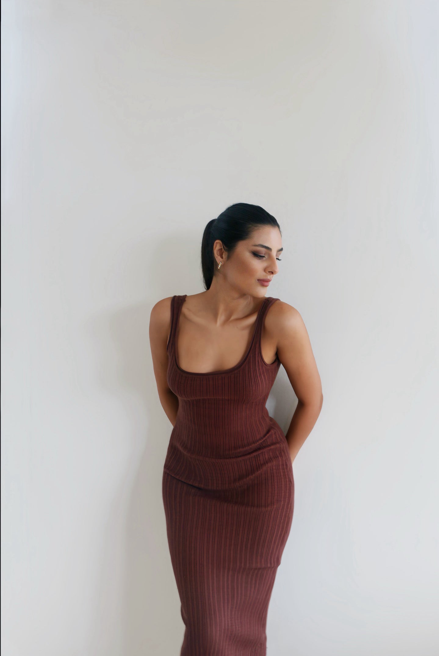 Morgan Knit Maxi Dress (Brown) THE STYLISHE Morgan Knit Maxi Dress (Brown) THE STYLISHE