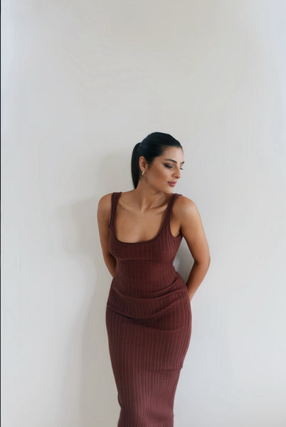Dress Chocolate Brown Knit Maxi Dress Rib Knitted Long Dress The Latest  Scoop